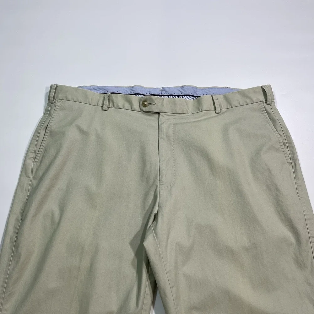 Peter Millar Flat Front Performance Golf Beige Pants Mens Size 42x31
